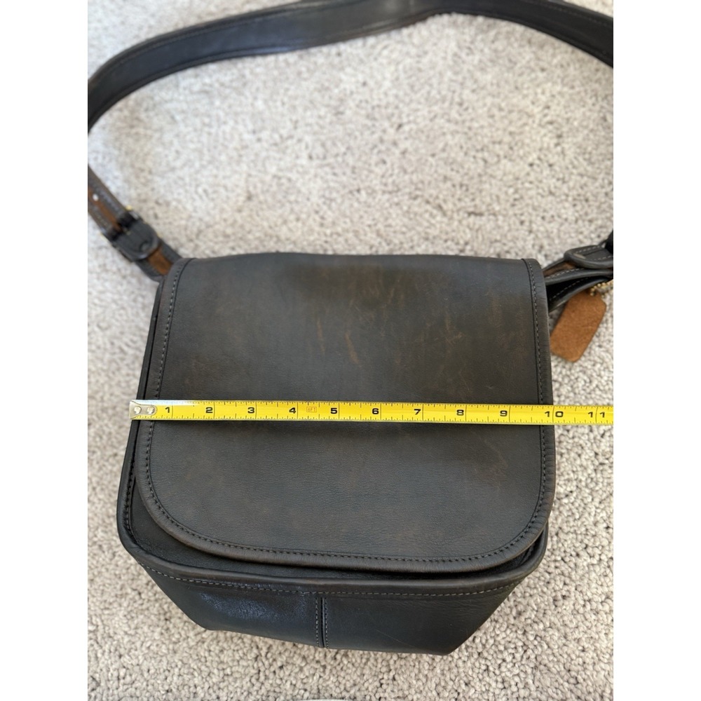 RARE Coach NYC Vintage Full-Grain Leather Messenger Crossbody Saddle Brown Flap - Picture 8 of 12